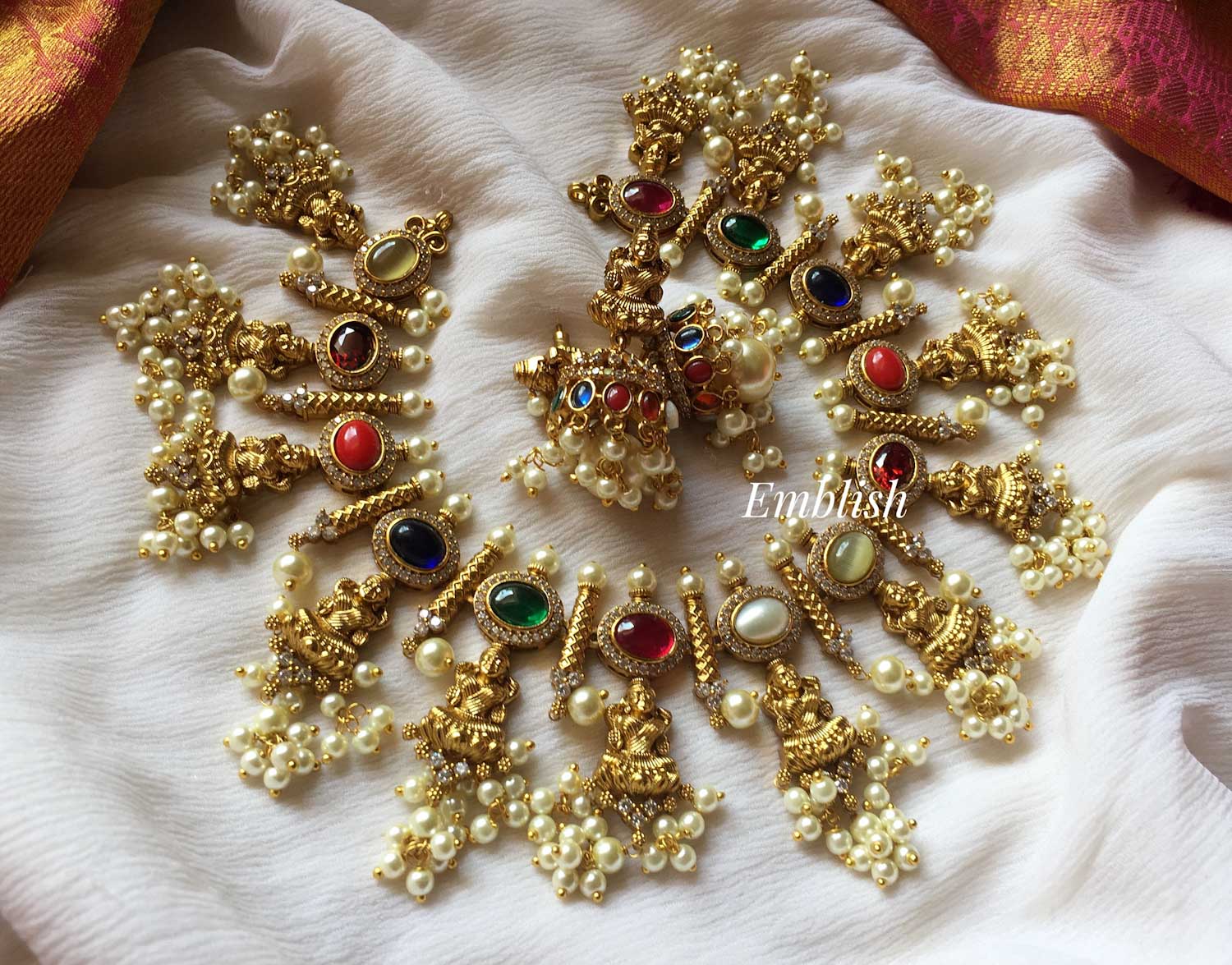 Lakshmi drop Navrathna guttapusalu neckpiece